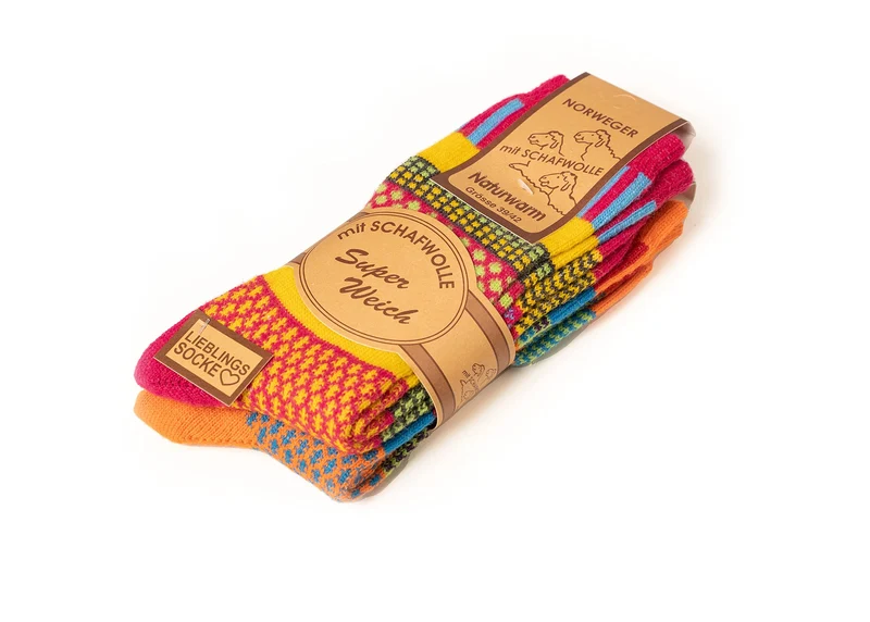 2 Paar 45% Wollsocken Bunt s Design 2 Paar