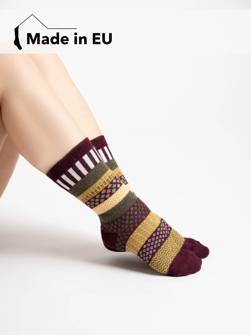 2 Paar 45% Wollsocken Bunt s Design 2 Paar