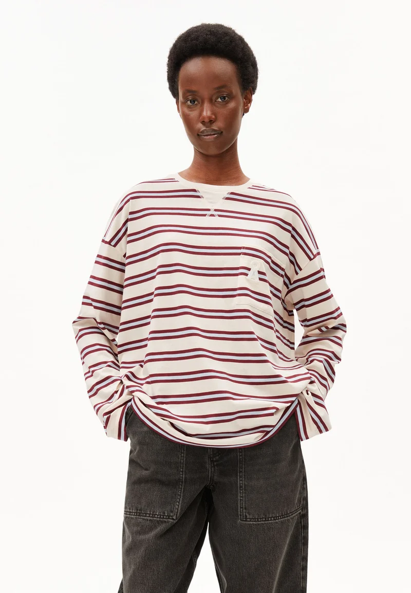 ICONIC Å FIETAA GESTREIFTES LANGARMSHIRT | undyed-velvet red-soft blue