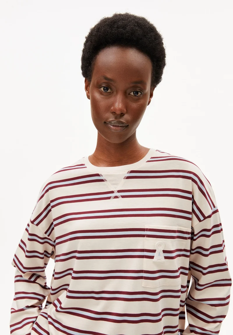 ICONIC Å FIETAA GESTREIFTES LANGARMSHIRT | undyed-velvet red-soft blue