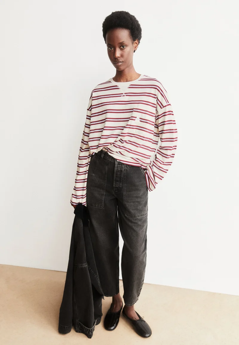 ICONIC Å FIETAA GESTREIFTES LANGARMSHIRT | undyed-velvet red-soft blue