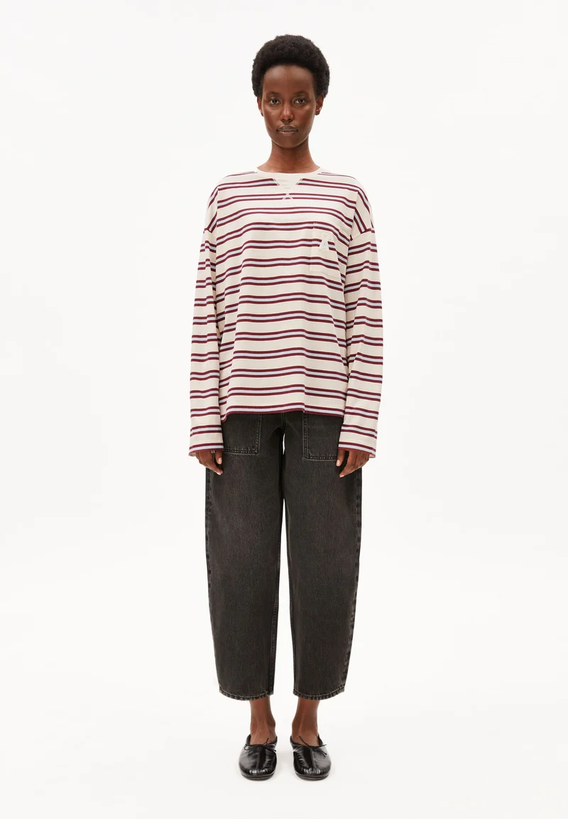 ICONIC Å FIETAA GESTREIFTES LANGARMSHIRT | undyed-velvet red-soft blue