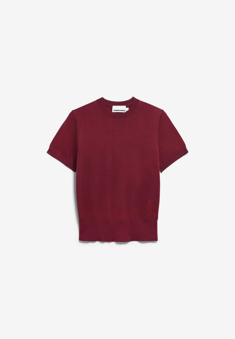 KURZÄRMLIGER STRICKPULLOVER | velvet red