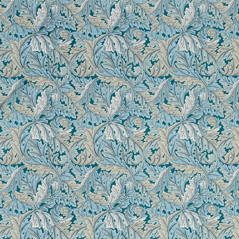 Baumwollstoff Akanthus - blau