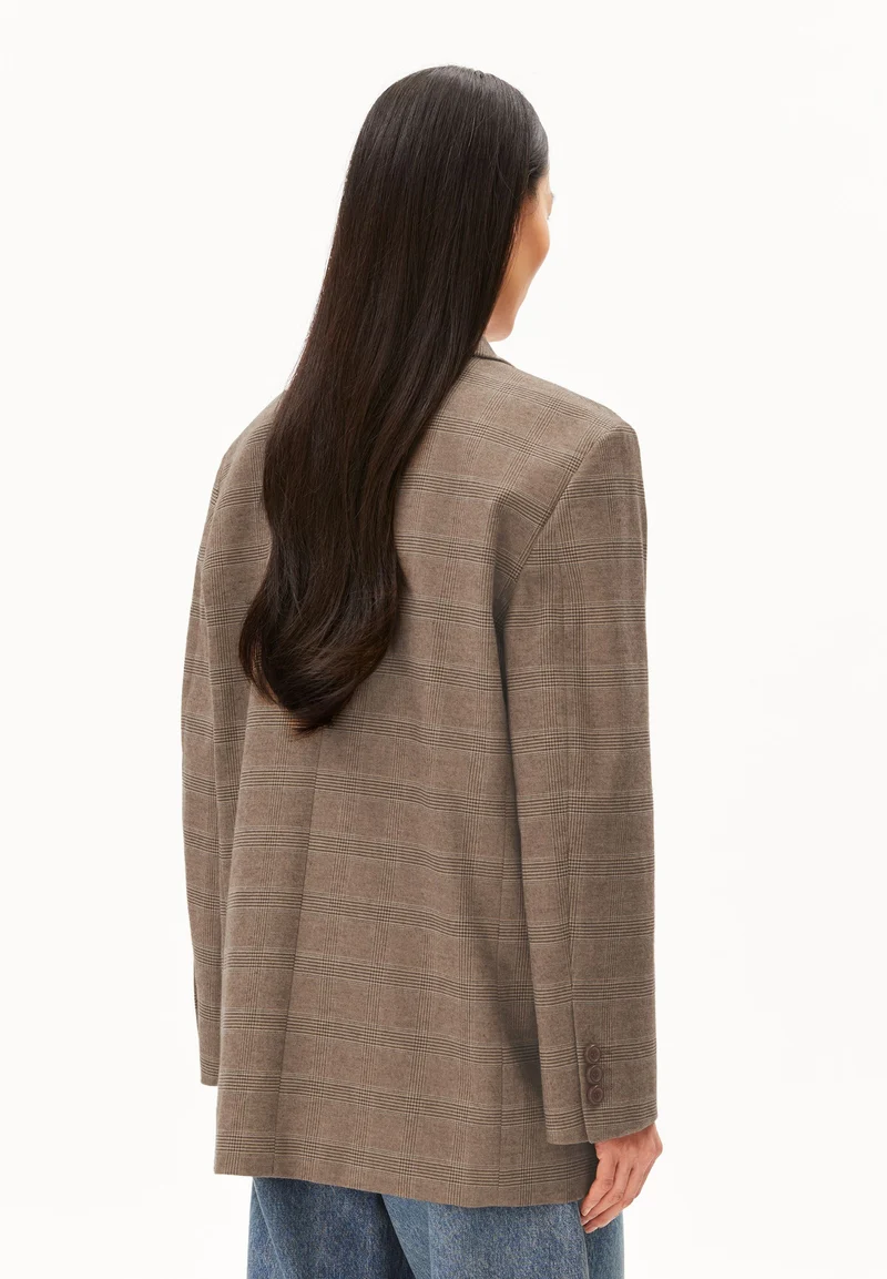 KARIERTER OVERSIZED BLAZER | claystone - sand stone
