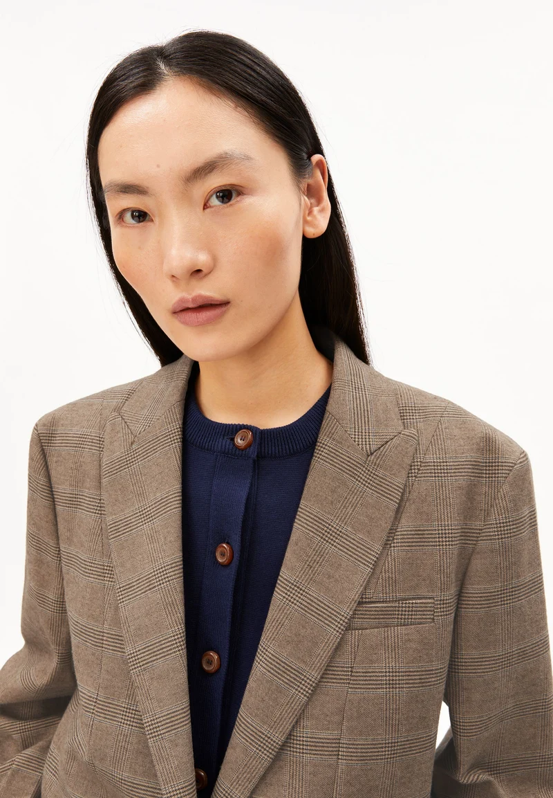 KARIERTER OVERSIZED BLAZER | claystone - sand stone