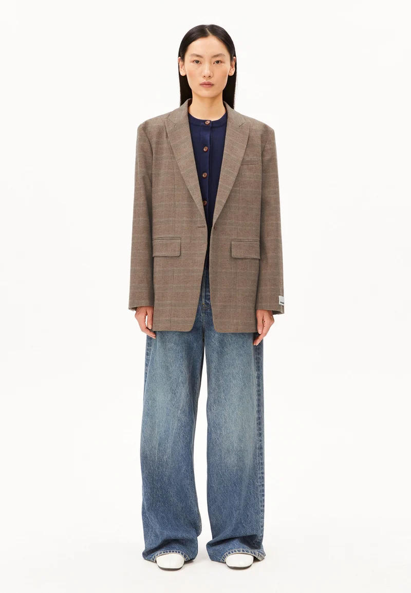 KARIERTER OVERSIZED BLAZER | claystone - sand stone