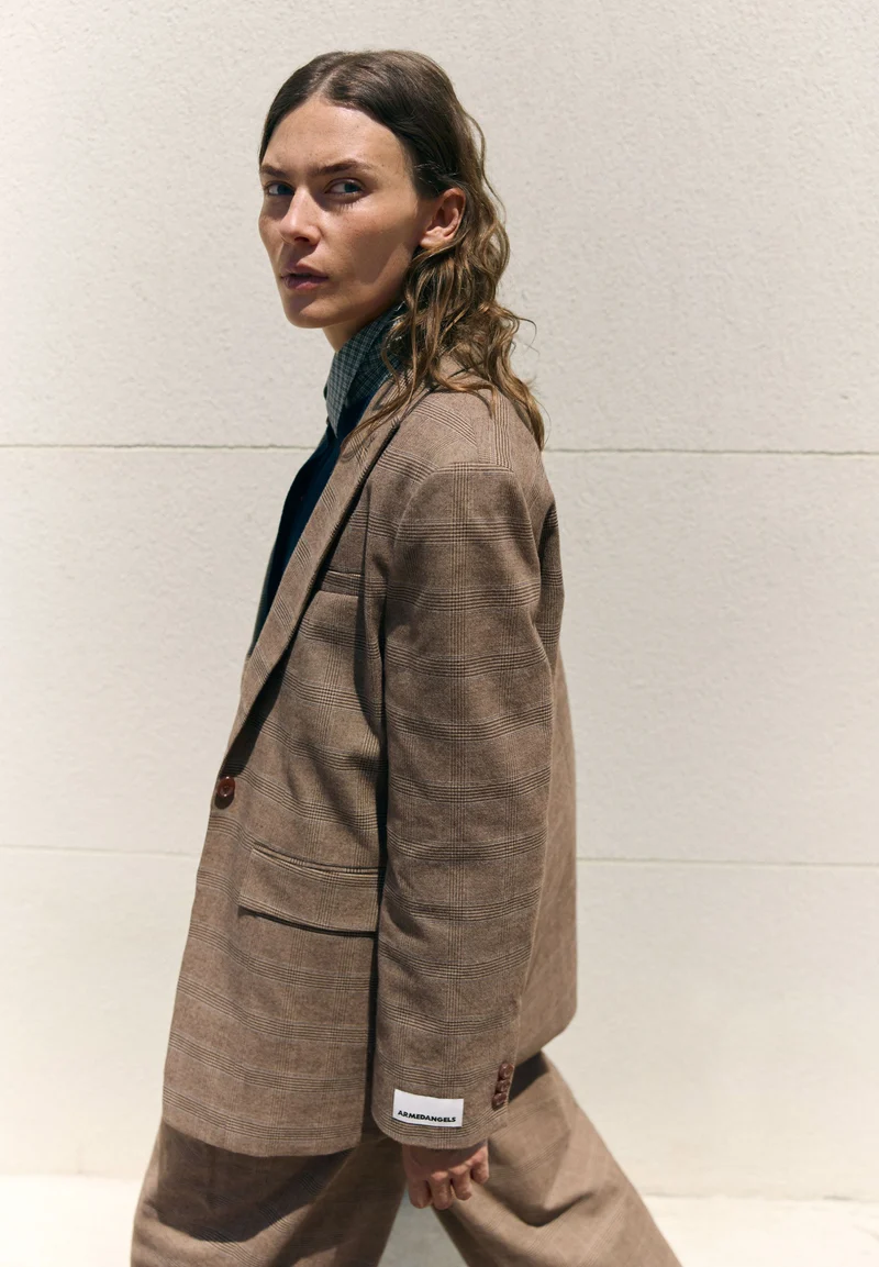 KARIERTER OVERSIZED BLAZER | claystone - sand stone