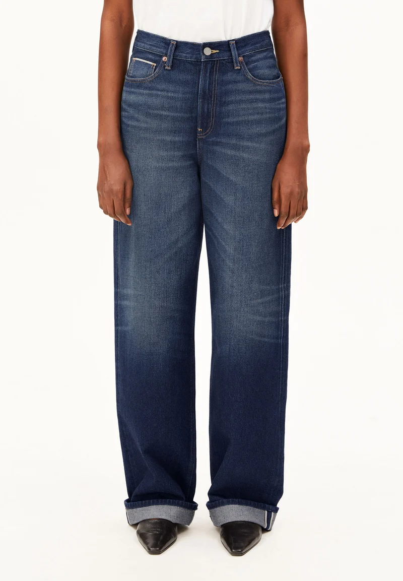 ENIJAA HIGH WAIST SELVEDGE WIDE JEANS | midnight air