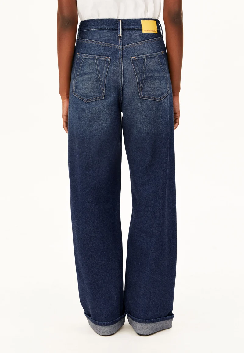 ENIJAA HIGH WAIST SELVEDGE WIDE JEANS | midnight air