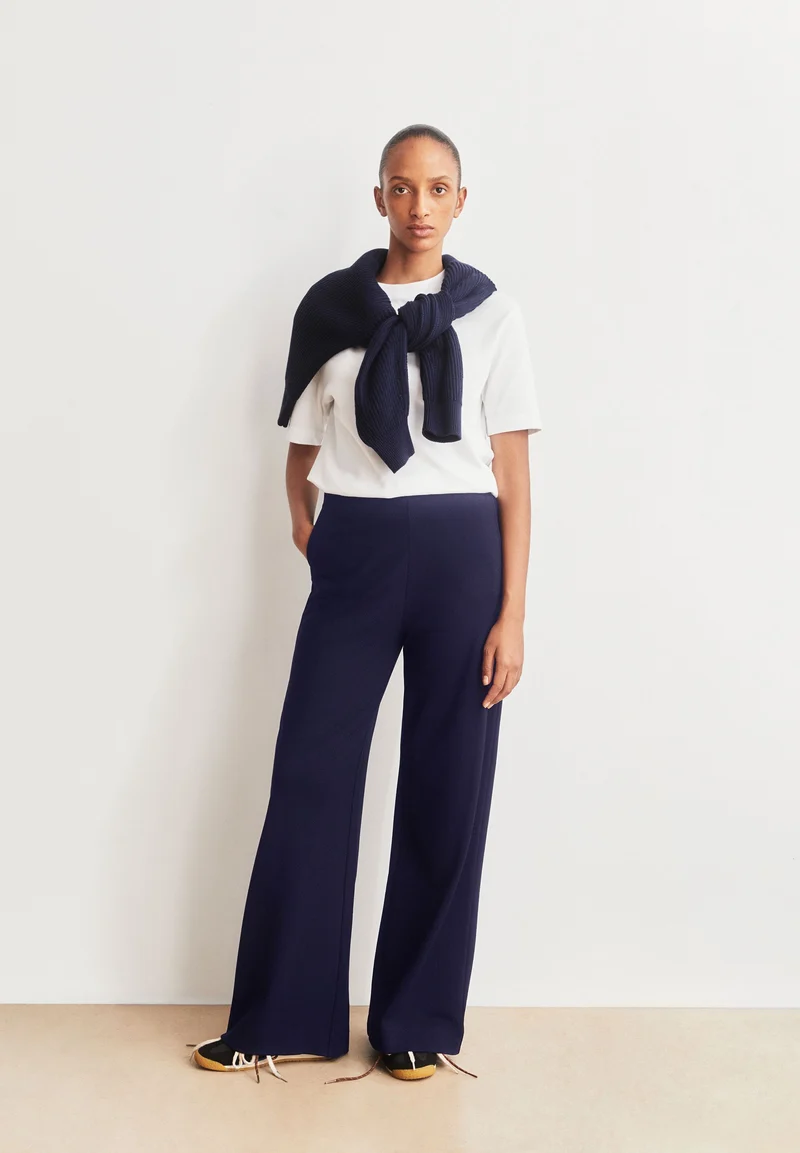 BASIC WIDE LEG JERSEYHOSE | tinted navy