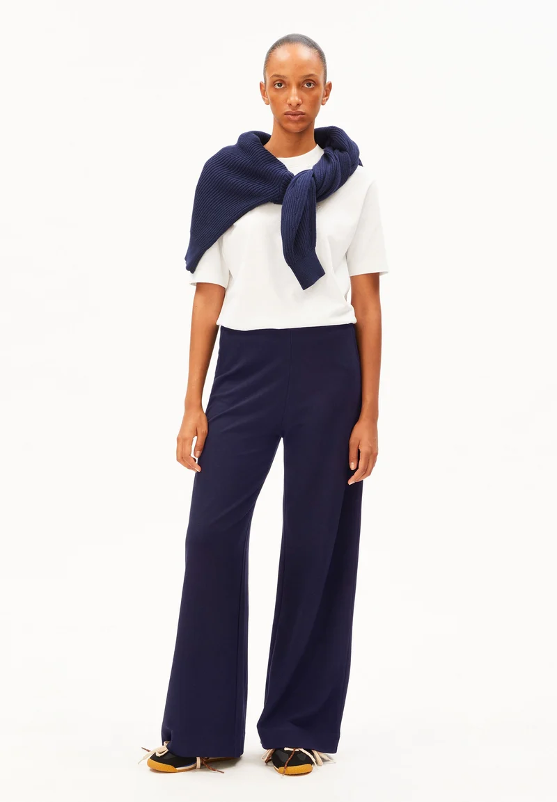BASIC WIDE LEG JERSEYHOSE | tinted navy