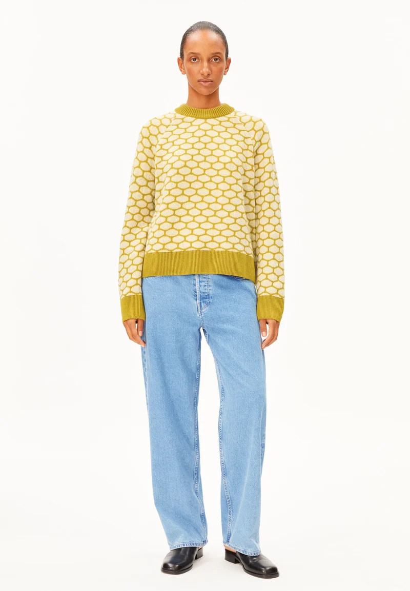 GEPUNKTETER WOLLSTRICKPULLOVER | mosslace-oatmilk