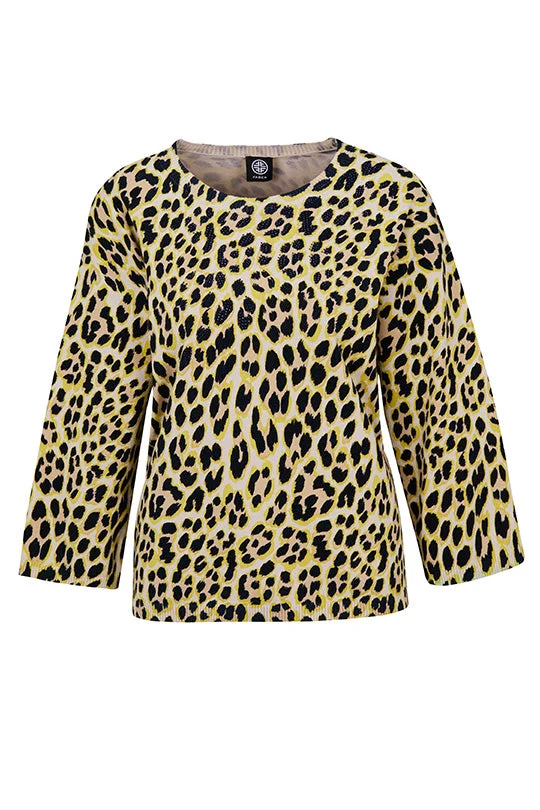 Feinstrickpullover mit Leoprint