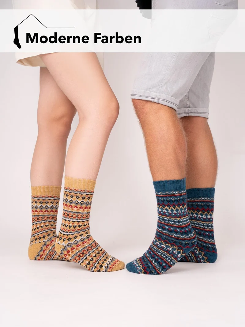 Ein Paar 45% Wollsocken Buntes s Design