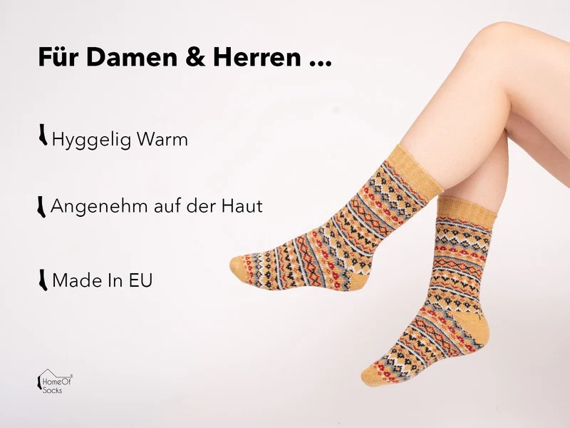 Ein Paar 45% Wollsocken Buntes s Design