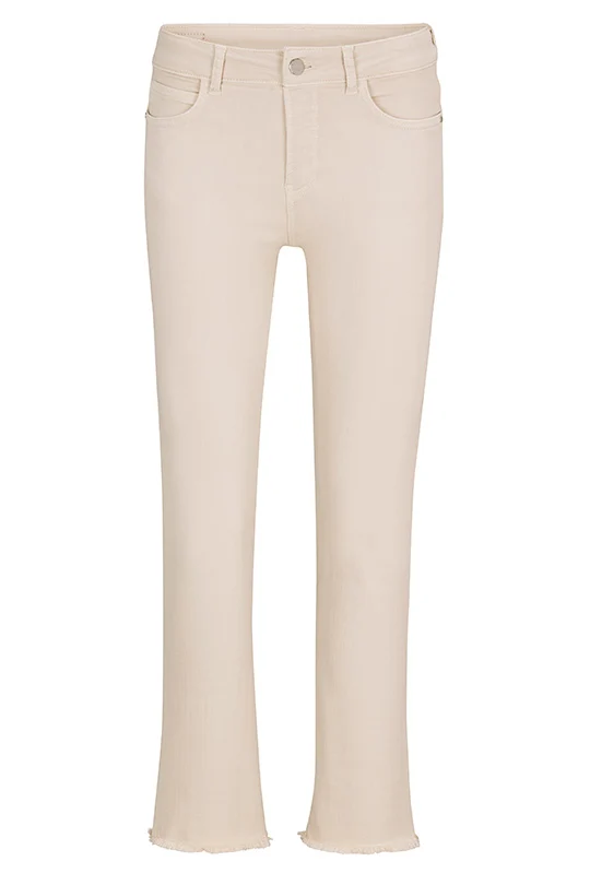 5-Pocket-Jeans mit ausgestelltem Bein und Fransen