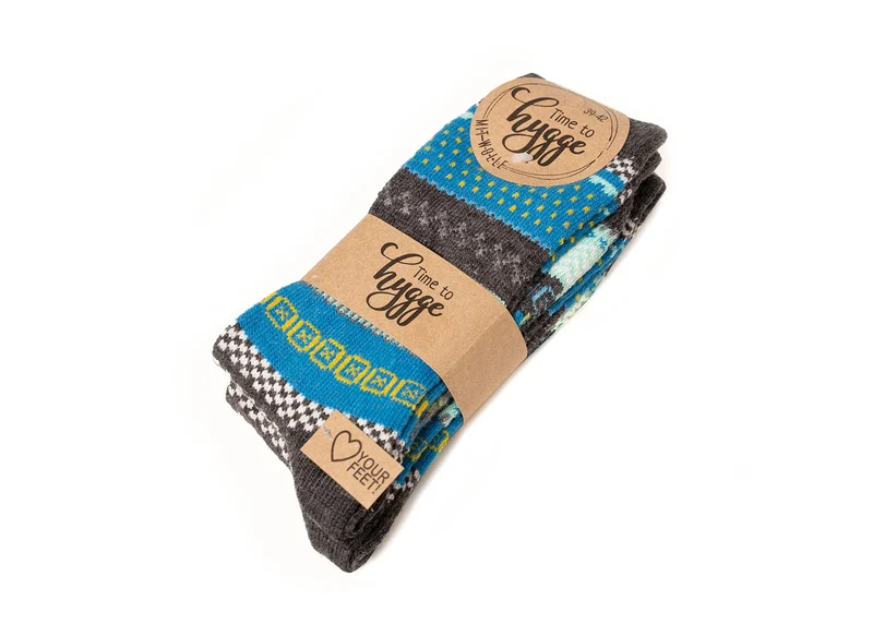 2 Paar 45% Wollsocken Bunt s Design 2 Paar