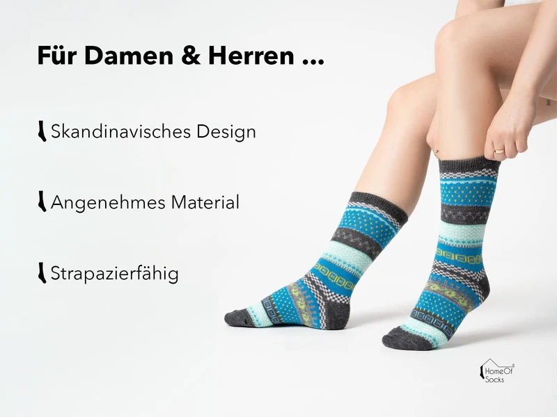 2 Paar 45% Wollsocken Bunt s Design 2 Paar