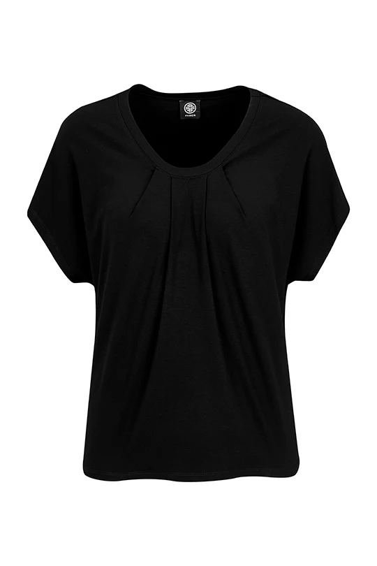 Rundhalsshirt mit Raffungen