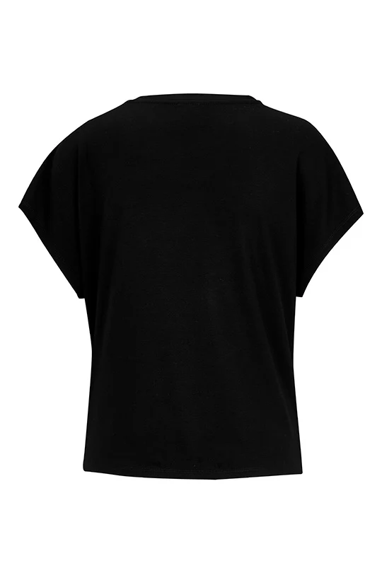 Rundhalsshirt mit Raffungen