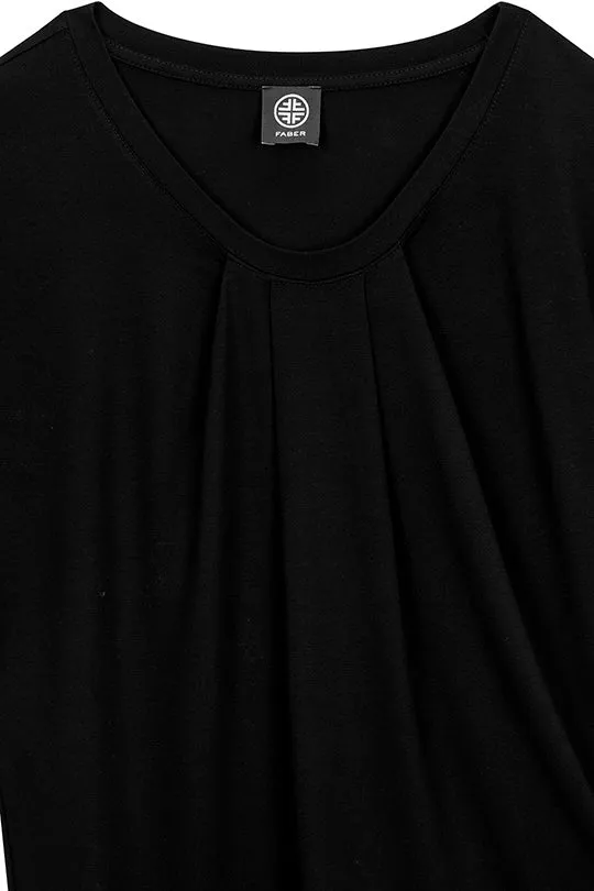Rundhalsshirt mit Raffungen