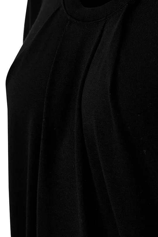Rundhalsshirt mit Raffungen