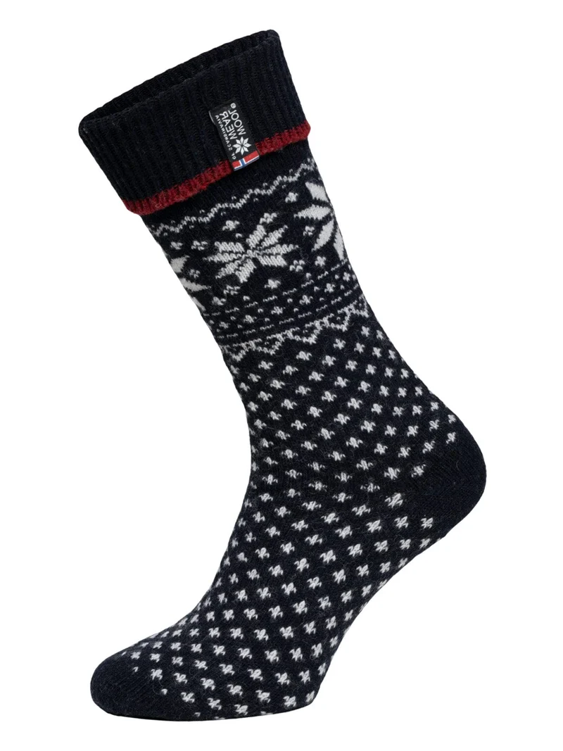 Ein Paar 70% Lammwollsocken mit Umschlag Norweger Design