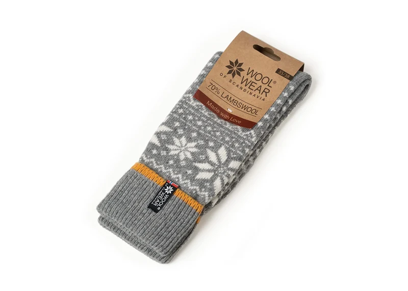 Ein Paar 70% Lammwollsocken mit Umschlag Norweger Design