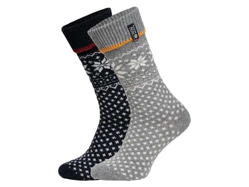 Ein Paar 70% Lammwollsocken mit Umschlag Norweger Design