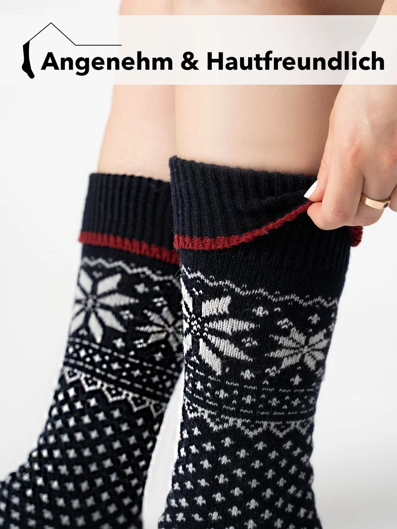 Ein Paar 70% Lammwollsocken mit Umschlag Norweger Design