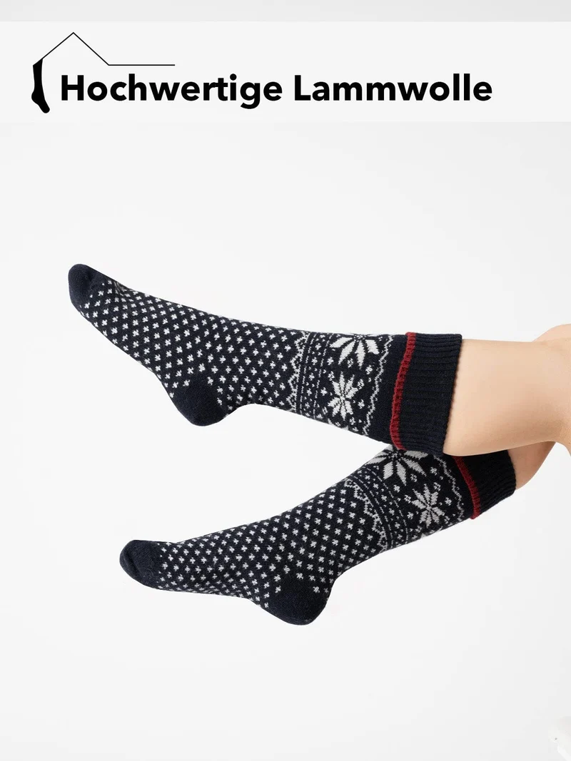 Ein Paar 70% Lammwollsocken mit Umschlag Norweger Design
