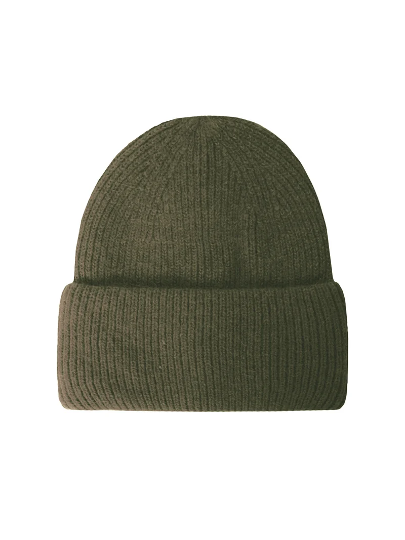 Mütze mit Umschlag Beanie mit Wolle