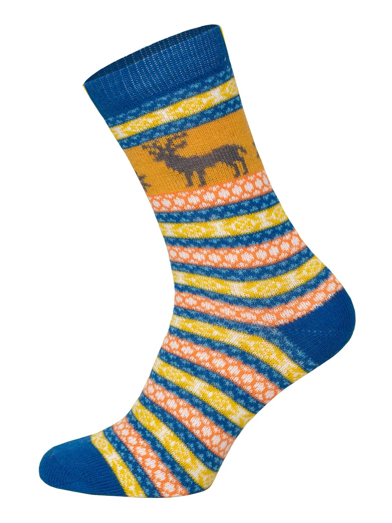 2 Paar Bunte Elch Hygge Socken mit Wolle