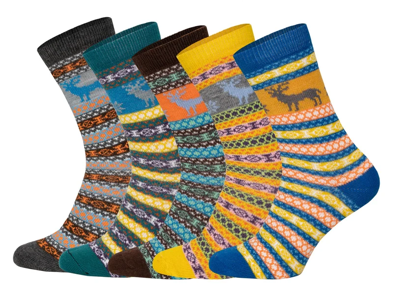 2 Paar Bunte Elch Hygge Socken mit Wolle