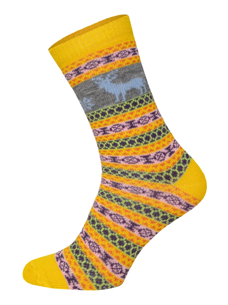 2 Paar Bunte Elch Hygge Socken mit Wolle