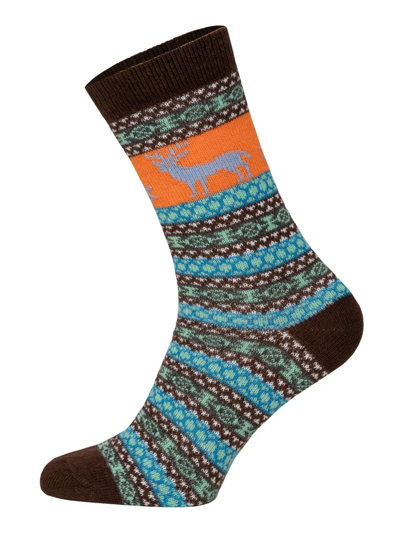 2 Paar Bunte Elch Hygge Socken mit Wolle