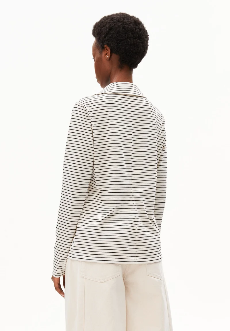 NALAANNIA GESTREIFTE BLUSE | oatmilk-black