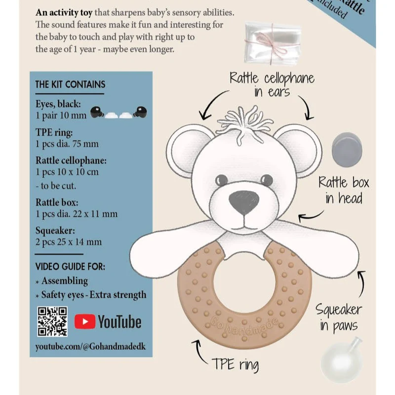 Go Handmade Sanse Kit Soft Activity Rassel Teddybär
