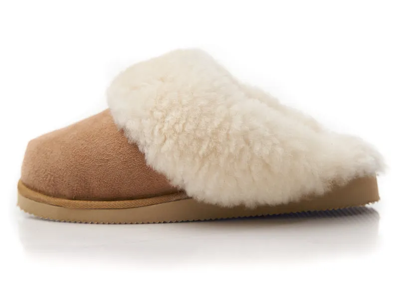 Pantoffel mit Fellkragen