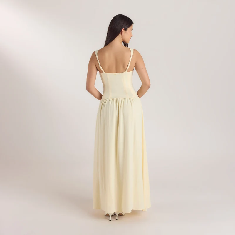 Maxikleid mit Niedriger Taille - Zitrone