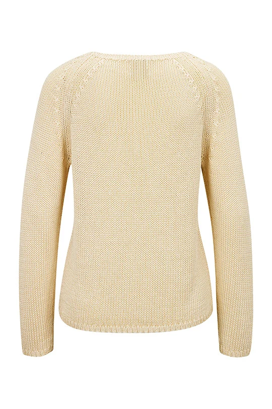 Edler Strickpullover in Glanzgarn mit Leinen