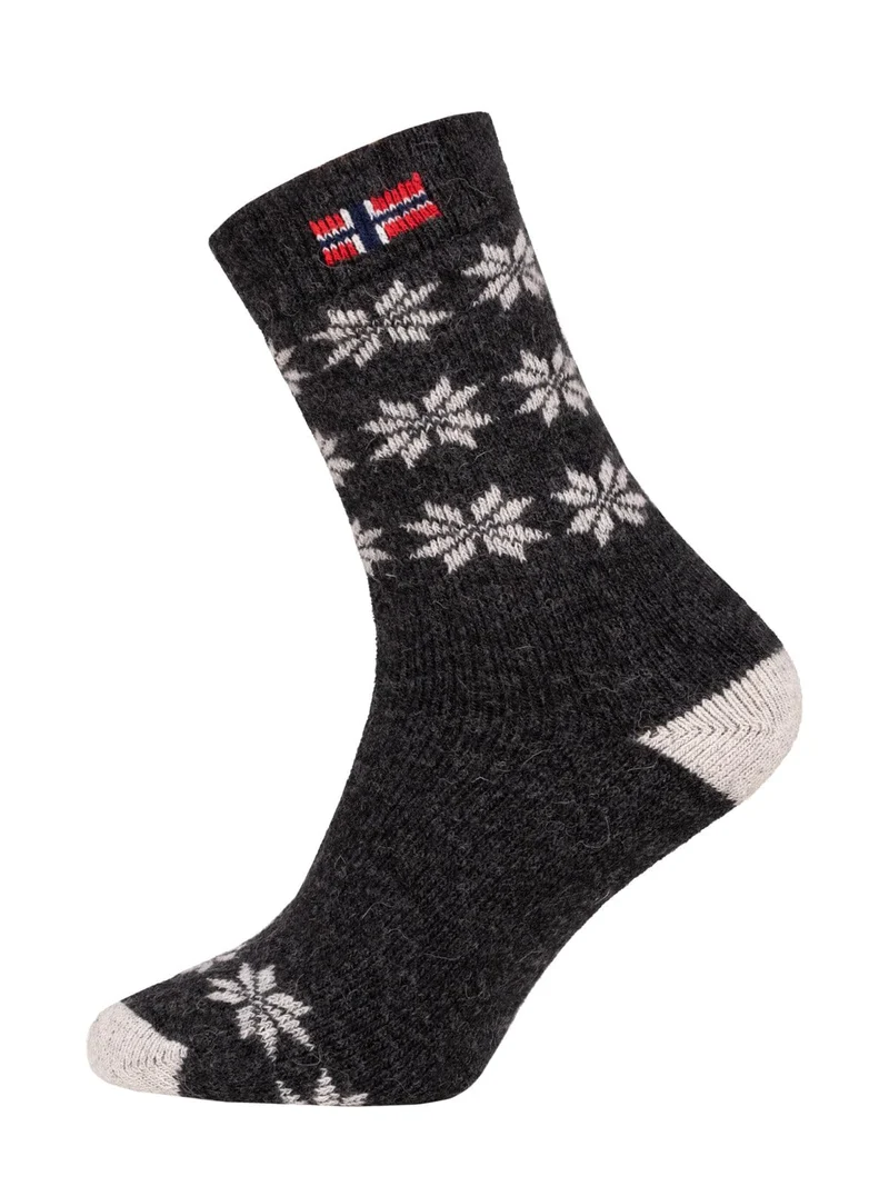 Ein Paar 80% Wollsocken Norwegen Flagge & Stern Design