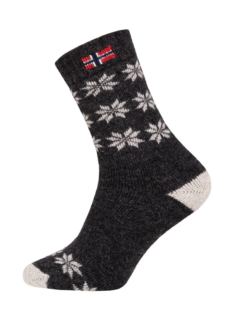 Ein Paar 80% Wollsocken Norwegen Flagge & Stern Design