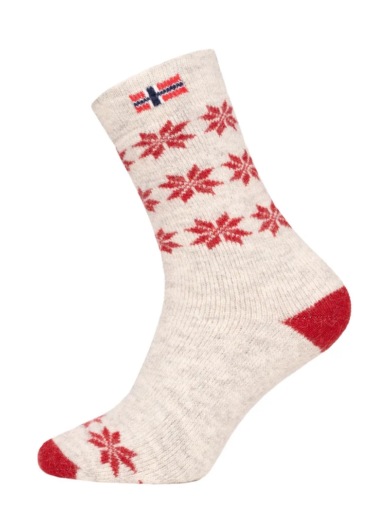 Ein Paar 80% Wollsocken Norwegen Flagge & Stern Design