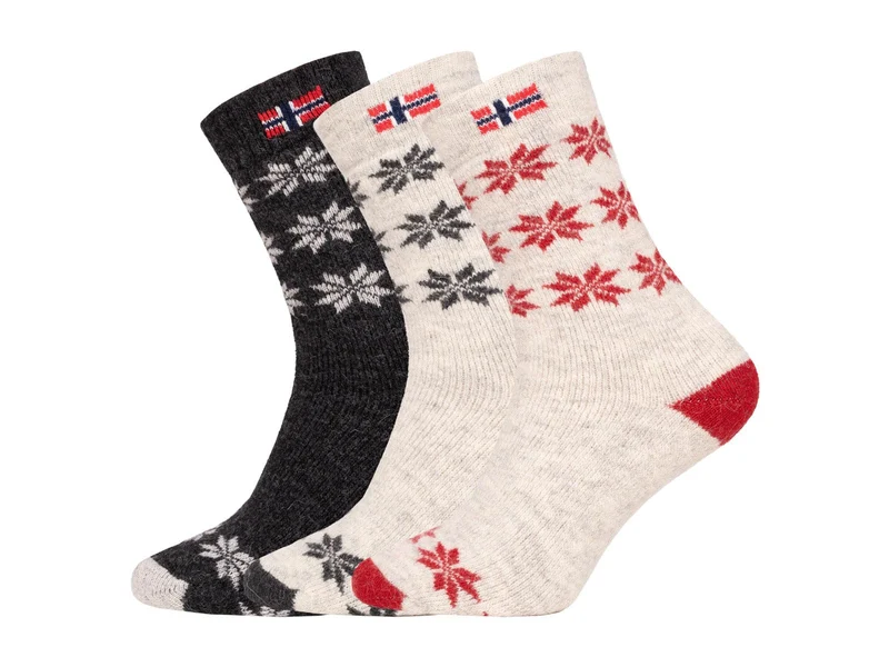 Ein Paar 80% Wollsocken Norwegen Flagge & Stern Design