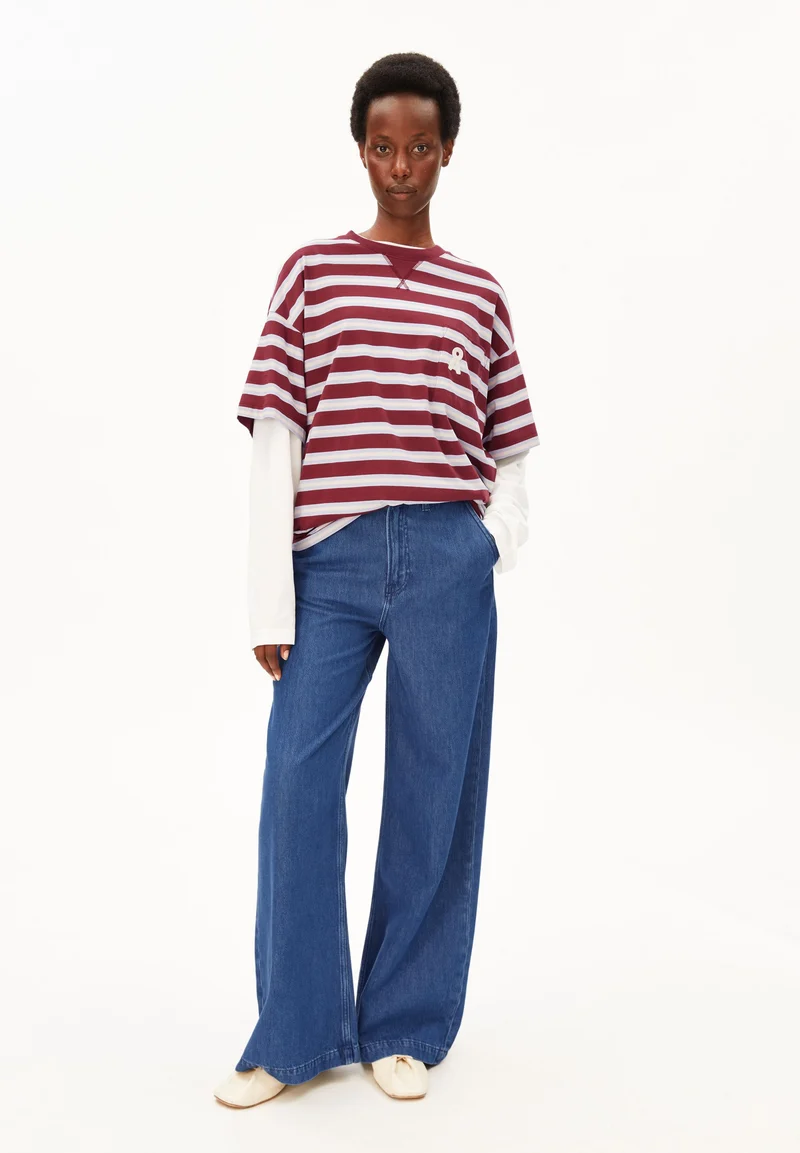 ICONIC Å GESTREIFTES T-SHIRT | velvet red-soft blue-undyed