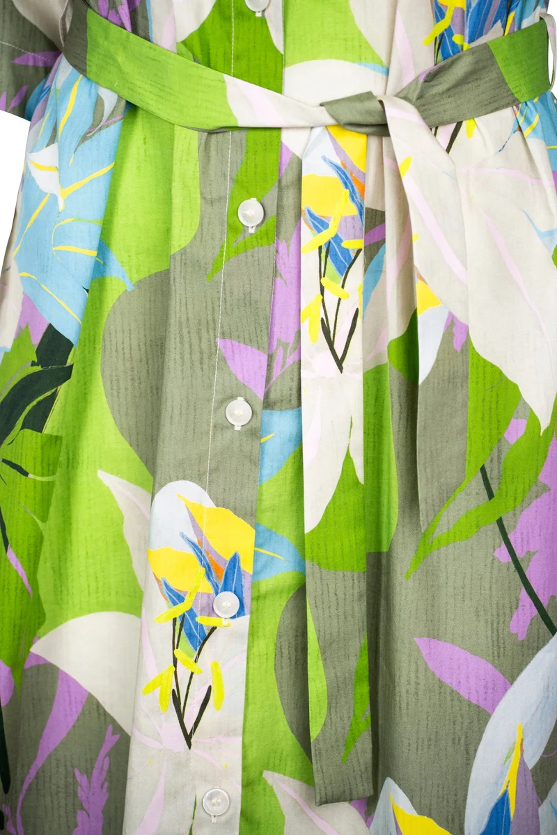 Hemdblusenkleid mit Exotic-Floral-Print