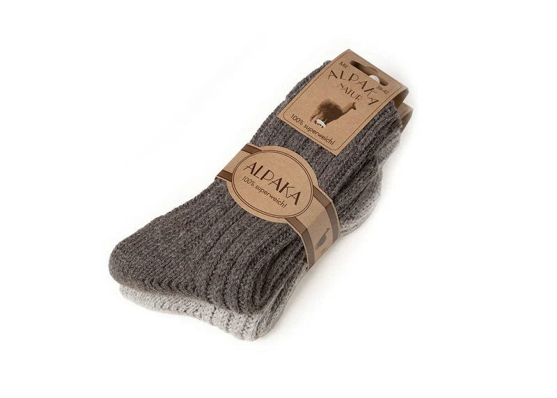 2 Paar 50% Wollsocken mit Alpakawolle
