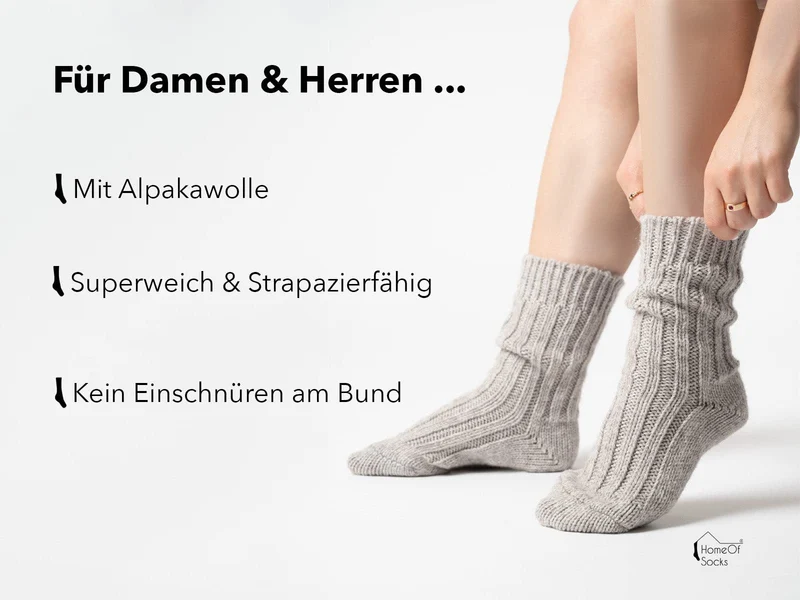 2 Paar 50% Wollsocken mit Alpakawolle